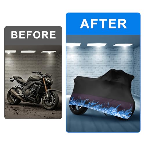 Erato Indoor Motorcycle Cover Stretch Elastic Dustproof Covers Fit for Motorbikes with Drawstring Storage Bags, 104 inches - size: 2XL(104 ")