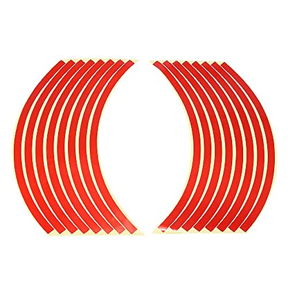 X AUTOHAUX 16pcs Fit 12" Wheel Motorcycle Car Bike Wheel Rim Sticker Strips Reflective Stripe Tape Reflector Red