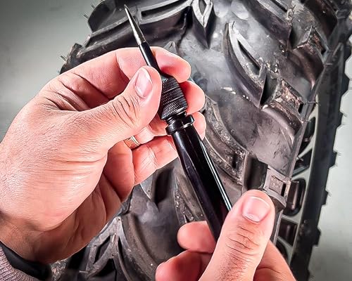 Stop & Go 6000 24 Piece Tubeless Puncture Pilot Tire Repair Kit & Air Compressor for Flats on Motorcycle, Scooter, ATV, UTV, Golf Cart, & Mower (15 Plugs) - size: 24 Piece Tubeless Puncture Pilot Tire Repair Kit