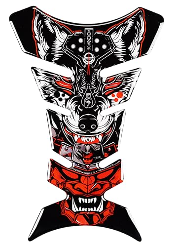 Tank Pad Protector,Universal Sport Bike Gas Tank Guard, Scratch-Resistant Decal for Motorcycle(Fox Warrior)