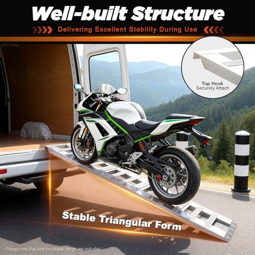 Pair of 80" x 15" Aluminum Truck Car Auto Trailer Ramps 6000lbs Capacity Loading and Unloading Ramps with Crossbar Universal Bike Motorcycle ATV Lawnmower Ramp Hook End - size: 15”W x 80”L