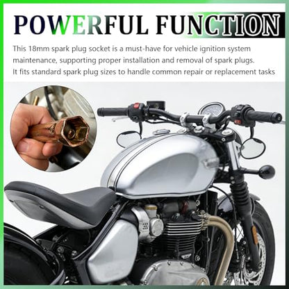 Double Ended 16-18mm Spark Plug Wrench,Sturdy 5/8 Spark Plug Socket with Labor-Saving Lever,Professional Motorcycle Sparks Plugs Tool Spanner to Disassemble Sparks Plugs