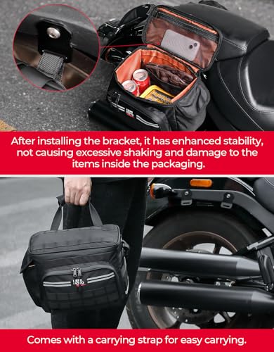 KEMIMOTO Motorcycle Saddlebags 15L(7.5Lx2) with Quick-Release Brackets, Universal Fit for Softail Dyna Sportster Cruiser with Waterproof Zipper & Rain Cover Side Panniers for Commuting Weekend Trips - size: 15L