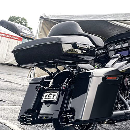 TCT-MOTORPARTS 5 inch Extended Stretched Hard Saddlebags w/Black Latch Fit for 2014-2024 Harley Touring Road King Road Street Electra Glide Ultra-Classic - color: Stretched Vivid Black #1