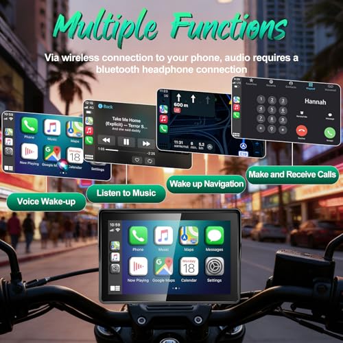 2026 YZW GPS Carplay 5 inch for Motorcycle with Wireless CarPlay & Android Auto, IP69K Waterproof Touch Screen, GPS Navigation, Supports Bluetooth, Siri/Google Voice Control, Custom Boot Logo, Bracket - size: 5 Inch Screen+Mounting Bracket