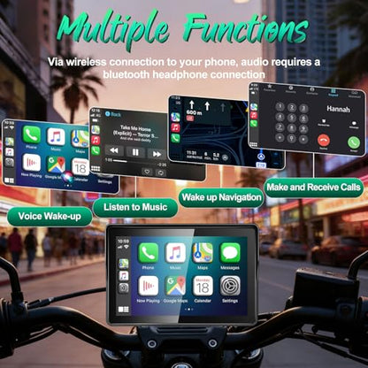2026 YZW GPS Carplay 5 inch for Motorcycle with Wireless CarPlay & Android Auto, IP69K Waterproof Touch Screen, GPS Navigation, Supports Bluetooth, Siri/Google Voice Control, Custom Boot Logo, Bracket - size: 5 Inch Screen+Mounting Bracket