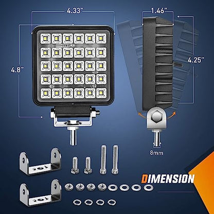 Nilight 4.3 Inch Square Utility LED Work Light W/Integrated Toggle Switch, 2PCS 60W 150° Flood Lamp for Offroad Heavy Equipment Vehicles Truck Tractor Golf Cart Boat ATV UTV - color: 2Pcs 30Led Flood Lights