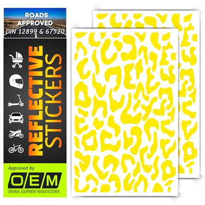 DIN 67520 Leopard Skin reflectors Reflective Tape Stickers Waterproof Cars Motorcycle Fire Helmet Rims Bicycle Decals Vehicles Mailbox Numbers Made with ORA FOL 5600 Material (Black, 144Pcs) (Yellow) - color: Yellow