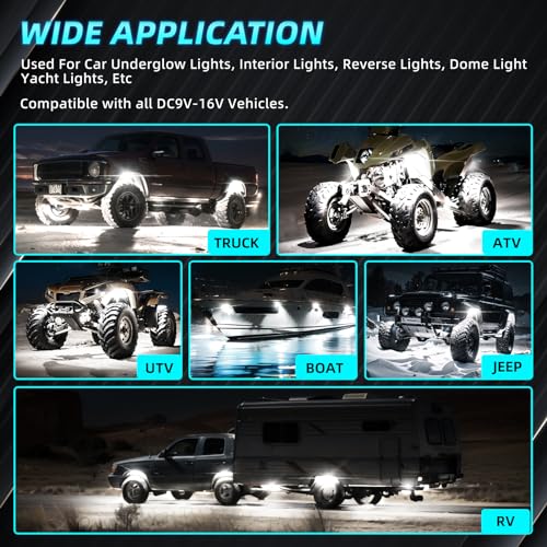 20Pods White Rock Lights Kit with Strobe/Flash Mode,6500K for Truck Offroad | Strobe Mode, Plug-and-Play Pre-Wired Kit, Switch Harness Wiring Extension Fuse, 6500K Pure White, 230° Wide Angle, 560Chips - size: 20Pods Strobe