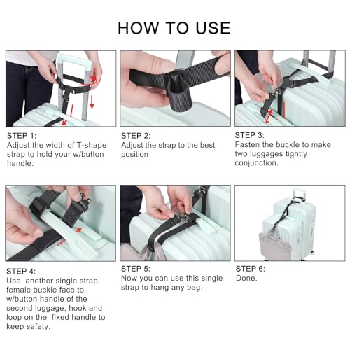 Vigorport Luggage Straps, Metal Luggage Connector Straps for Suitcases Add A Bag and Connect Your 2 Suitcases Together Adjustable Attachment Accessories Belts (0.75" Width Small Size) - size: Small-Metal Buckle