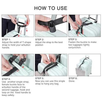 Vigorport Luggage Straps, Metal Luggage Connector Straps for Suitcases Add A Bag and Connect Your 2 Suitcases Together Adjustable Attachment Accessories Belts (0.75" Width Small Size) - size: Small-Metal Buckle