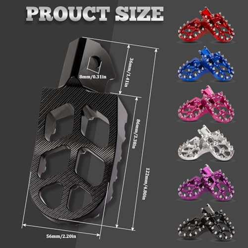 XINGWU Dirt Bike Foot Pegs for Surron Light Bee X/S E-Ride Pro SS/SR/S Talaria Sting MX3/R MX4 Segway X160/X260 CRF150F 230F 250F Electric Dirt Bike Foot Peg Rests (Black) - color: Black