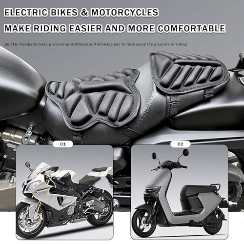 Motorcycle Seat Cushion for Yamaha FJR 1300 2001-2024, Gel Motorcycle Seat Pad for Long Rides, Breathable Shock Absorbing Anti-Slip Motorcycle Saddle Cushion