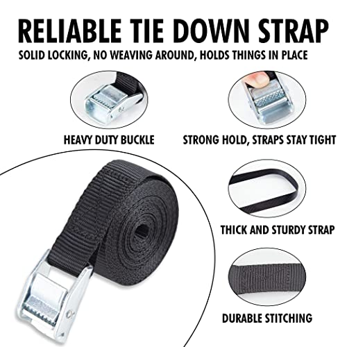Cartman 1" x 12' Lashing Straps Cargo Tie-Down Strap Up to 600lbs, 12pk in Carry Bag, Black - color: Black, size: 12 PK