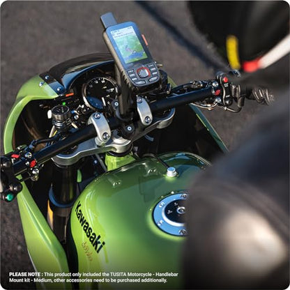 TUSITA Motorcycle GPS Mount - Holder Compatible with Garmin Handheld GPS - Double Socket Arm Medium, Handlebar Base - size: Medium Arm