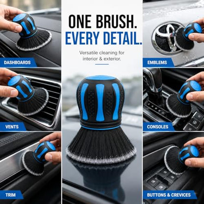 Hi-Tech Ultra Soft Detailing Brush – Scratch-Free Interior & Exterior Cleaning Tool with Gentle Bristles – Ergonomic Rubber Grip for Dashboards, Screens, Trim, Emblems & Auto Detailing