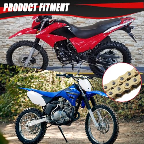 KAMIER 428 Motorcycle Chain 132 Link Gold with Chain Breaker for TTR125 TTR225 Hawk 250 Boom Vader 125 Apollo RFZ TaoTao Coleman 110cc 125cc 150cc Pit Dirt Bike 4 Wheeler ATV Go Kart Heavy Duty Parts - style: 132