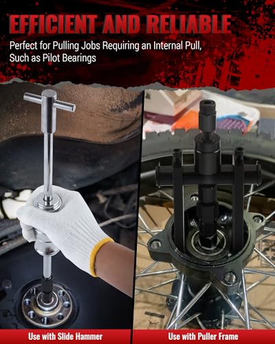 Reywoo Blind Hole Collet Bearing Puller Set, Motorcycle Wheel Bearing Puller Set with Expandable Collets 8-32mm, Slide Hammer Bearing Puller Set for Removing Motorcycle Bearings - style: 13pcs 8-32mm