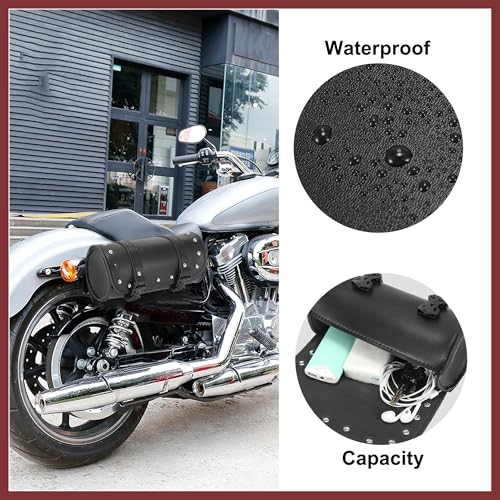 Universal Motorcycle Fork Handlebar Tool Bag Cycling Storage Pouch Bag Waterproof Faux Leather Black Replace Parts