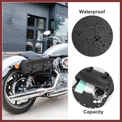Universal Motorcycle Fork Handlebar Tool Bag Cycling Storage Pouch Bag Waterproof Faux Leather Black Replace Parts