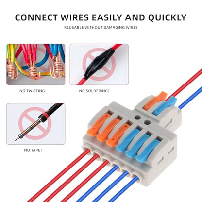 DIANN 10pcs Lever Wire Connectors 2 in 6 Out Circuit Inline Splices Electrical Wire Connector 28-12 AWG Quick Connect Splice Wire Connectors - style: 2 in 6 out