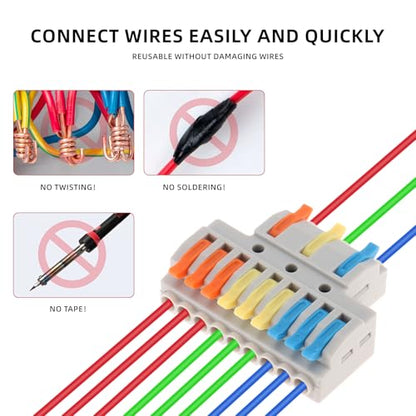 DIANN 10pcs Lever Wire Connectors 3 in 9 Out Circuit Inline Splices Electrical Wire Connector 28-12 AWG Quick Connect Splice Wire Connectors - style: 3 in 9 out
