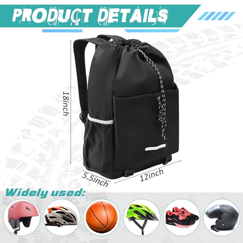 Aliceset Helmet Backpacks Welding, Waterproof Motorcycle Helmet Bag with Drawstring, Adjustable Shoulder Straps Pocket, Nylon, Large Capacity, Gift for Electrician Welder School Students(Black) - color: Black