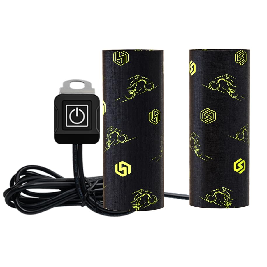 12V Heated Grip Wraps for Motorcycle/ATV/Snowmobile, Direct Battery or Acc Powered, Wrap-Around Design, 3 Heat Levels, IP67 Waterproof, Fits Over Existing Grips (Outer Diameter 1.2"–1.5")