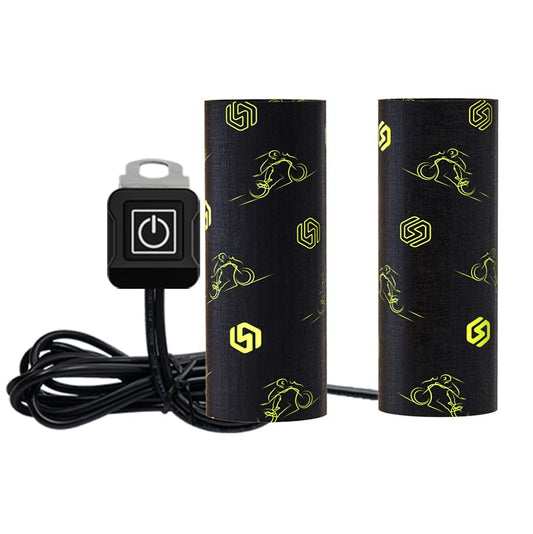 12V Heated Grip Wraps for Motorcycle/ATV/Snowmobile, Direct Battery or Acc Powered, Wrap-Around Design, 3 Heat Levels, IP67 Waterproof, Fits Over Existing Grips (Outer Diameter 1.2"–1.5")