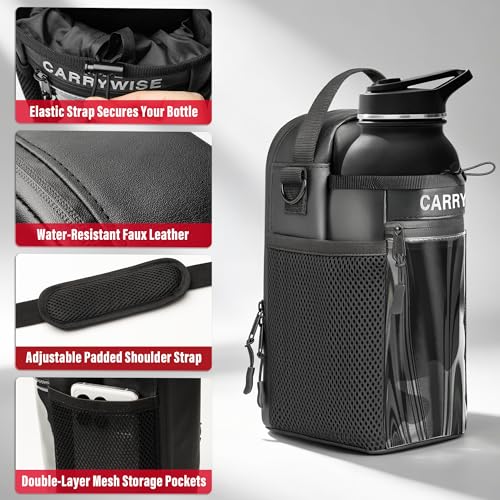 Magnetic Gym Bag, Gym Bags for Men and Women, Hands-Free Water Bottle Holder with Strap & Touchscreen Pocket, Attachable Water Bottle Bag for Treadmill, Workout & Fitness Equipment (No Bottles)