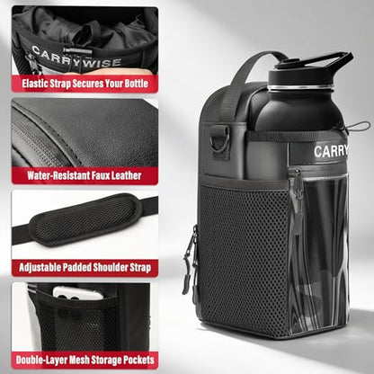 Magnetic Gym Bag, Gym Bags for Men and Women, Hands-Free Water Bottle Holder with Strap & Touchscreen Pocket, Attachable Water Bottle Bag for Treadmill, Workout & Fitness Equipment (No Bottles)