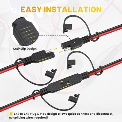 Oyviny 10FT SAE Extension Cable 12AWG, SAE Quick Disconnect Solar Panel Extension Cable with Polarity Reversing Adapter for Automotive RV Truck Battery Charger, 12V - size: 10 Feet