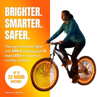 Activ Life LED Bike Wheel Lights with Batteries Included! Get 100% Brighter and Visible from All Angles for Ultimate Safety & Style (1 Tire Pack) - color: Orange