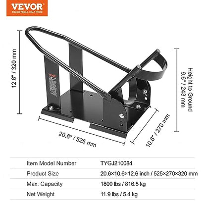 VEVOR Motorcycle Wheel Chock, Max. 1800 lbs Heavy Duty Motorcycle Stand, with 3 Adjustable Holes, Durable Steel Motorbike Front Tire Bracket, Fits 15"-21" Wheels, Work with Off-Road and Regular Bikes