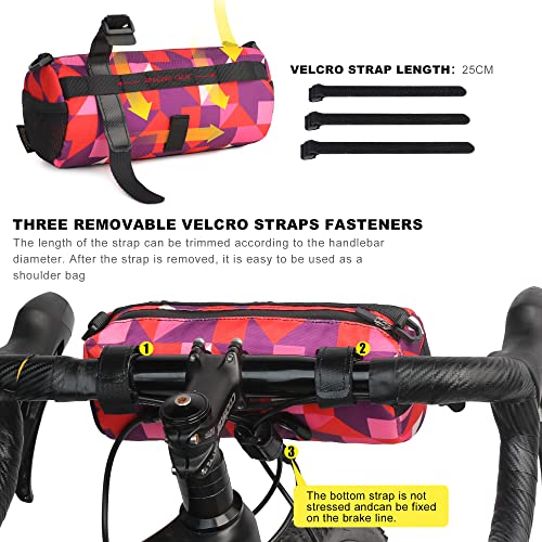 Rhinowalk Bike Handlebar Bag, Bicycle Front Bag Shoulder Bag Storage Bag with Shoulder Strap for Road Mountain Bike Cycling Travel - color: camouflage red