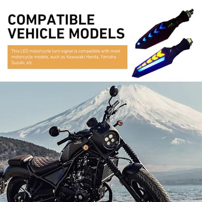 4 PCS Motorcycle Turn Signal Lights, Arrow-shaped Dual-sided Blinker with Sequential Flow, 12V LED Anti-vibration High Brightness Indicator, Modified Accessory for Motorcycle (Blue & Yellow)