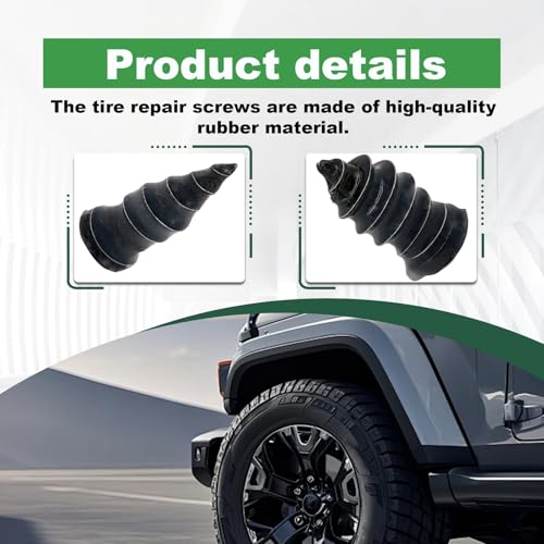 80Pcs Tire Repair Rubber Nail, Spiral Rubber Nails & Screw Plugs Tire Repair Kit Self-Service Vacuum Tire Puncture Repair Tool for Car, Motorcycle, Truck, Tractor, Jp -Reliable Tire Repair