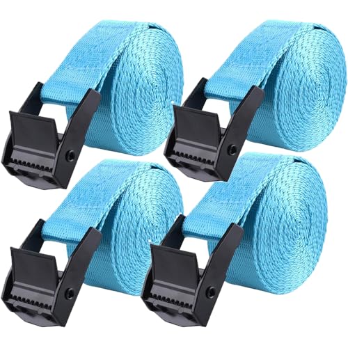 4pcs Lashing Straps 59"x1" Tie Down Straps with Adjustable Heavy Duty Cam Buckles for Kayak, Cargo, Luggage, Cinch, Canoe, Bicycles, Motorcycles, TruckSecure Straps （Sky Blue） - color: Sky Blue, size: 5ft