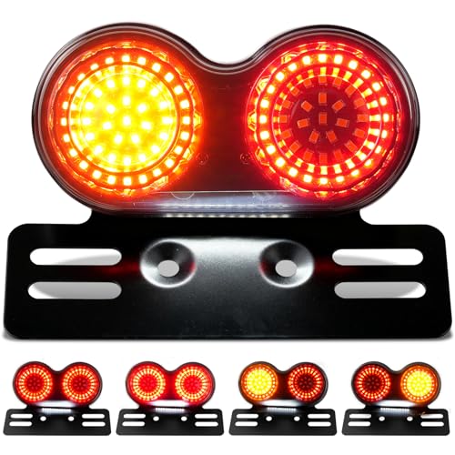 Motorcycle Tail Light, Motorcycle Brake Light, IP67 Waterproof Motorcycle Turn Signals Running Light with License Plate Bracket Fit for Street Bike Cruiser Chopper Bobber (Smoke, 108 LEDS) - color: Smoke