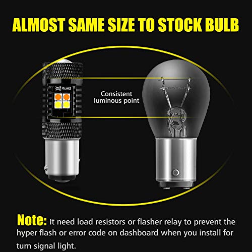 AUXLIGHT 1157 2057 2357 7528 BAY15D P21/5W Switchback LED Bulbs 16SMD Chipsets Parking Lights/Daytime Running Lights/DRL and Turn Signal Lights with Projector replacement, White/Amber (Pack of 2) - size: 1157
