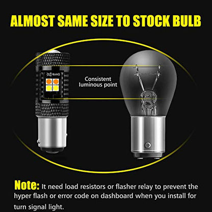 AUXLIGHT 1157 2057 2357 7528 BAY15D P21/5W Switchback LED Bulbs 16SMD Chipsets Parking Lights/Daytime Running Lights/DRL and Turn Signal Lights with Projector replacement, White/Amber (Pack of 2) - size: 1157