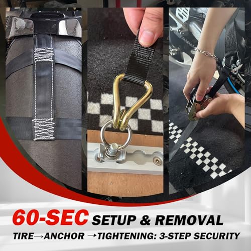 Motorcycle Rear Wheel Tie Down Strap, 2200lbs Break Strength Universal Motorcycle Tie Down Strap in Black - color: Black