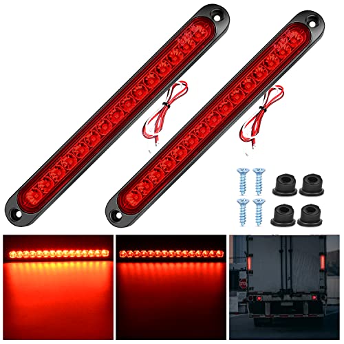 Nilight 2PCS 10Inch 15 LED Red Trailer Light Bar for Park Stop Turn Tail Brake Lights IP67 Waterproof Marker ID Clearance Strip for Truck Golf Cart Pickups Boats - color: 2Pcs 10" Red 15LED