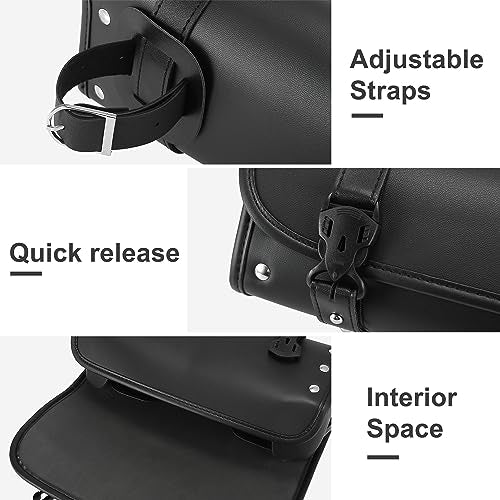 Motoforti Universal Motorcycle Fork Handlebar Tool Bag Cycling Bag Waterproof Faux Leather Black