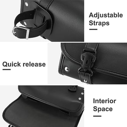 Motoforti Universal Motorcycle Fork Handlebar Tool Bag Cycling Bag Waterproof Faux Leather Black