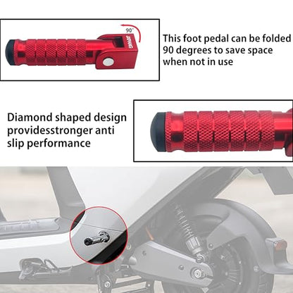 Universal Motorcycle Bicycle Folding Passenger Foot Pegs M8 Rearsets Rear Set Footrests Footpeg Foot Rest Peg Pedals For Bike Install Hole 8mm (Red) - color: Red