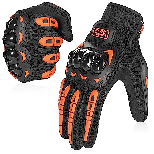 COFIT Motorcycle Gloves Breathable, Touchscreen Motorbike Gloves Anti-Slip with Good Grip Hard Knuckles Protection for Men Women Motocross, BMX ATV MTB Cycling, Road Racing - Orange XL - color: 5-orange, size: X-Large