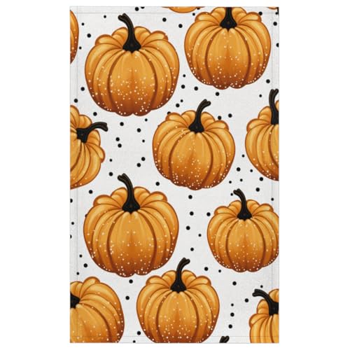 Pumpkin Autumn Kitchen Towels Set of 2 Polka Dots Dish Towels Bar Absorbent Cleaning Tea Towel for Home Dining Restaurants - color: Pumpkin Autumn Polka Dots