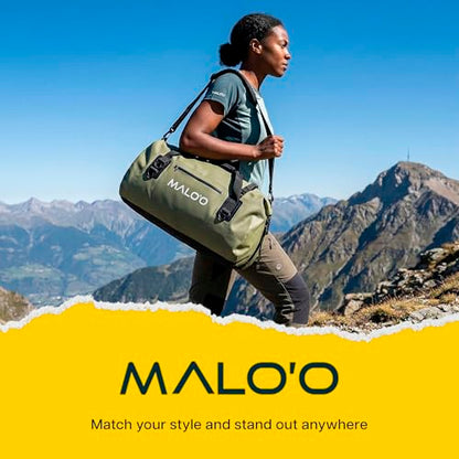 Malo’o Waterproof Dry Duffel, Heavy-Duty Roll Top Waterproof Gear Bag with Shoulder Strap & Molle Loops, Marine Duffel for Kayaking, Boating, Camping, Beach & Travel, Dark Green, 40L - color: Dark Green, size: 40L