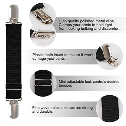 Boncas Improved Adjustable Elastic Boot Clips Boot Straps Pant Clips Stirrups Leg Straps Keeping Your Pants Tucked - color: Biker 4.7" -9"